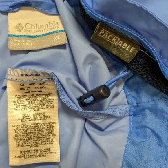 Columbia Switchback III Windbreaker Jacket Sky Blue Lightweight Hooded | XL NWOT - Picture 11 of 17